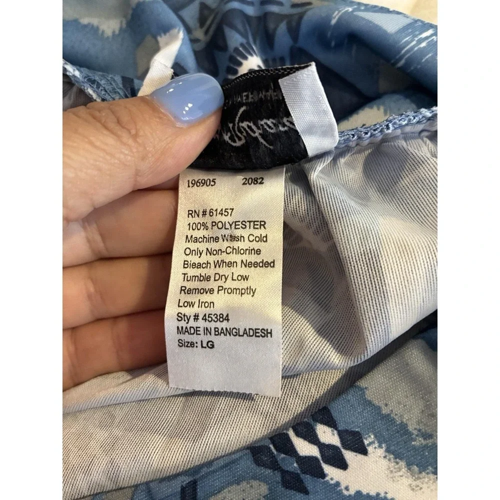 Anthony Richards Muumuu Dress L Blue Abstract Geometric Grannycore House Dress